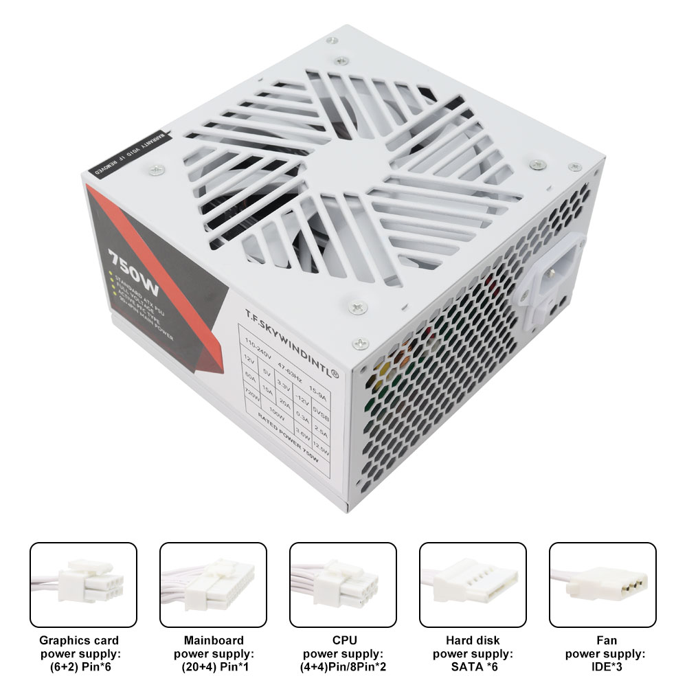 White 750W PSU PC Power Supply - đánh giá và giá Pc Gaming Watt